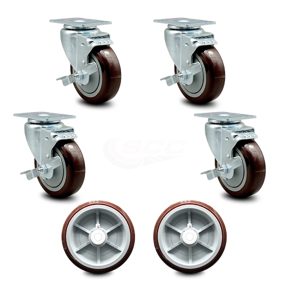 Service Caster Regency 600UBCKIT6 U-Boat Locking Caster and Wheel Replace Set - REG-20S414PPUBMRN-TLB-TP2-4PPUD820-2 - main
